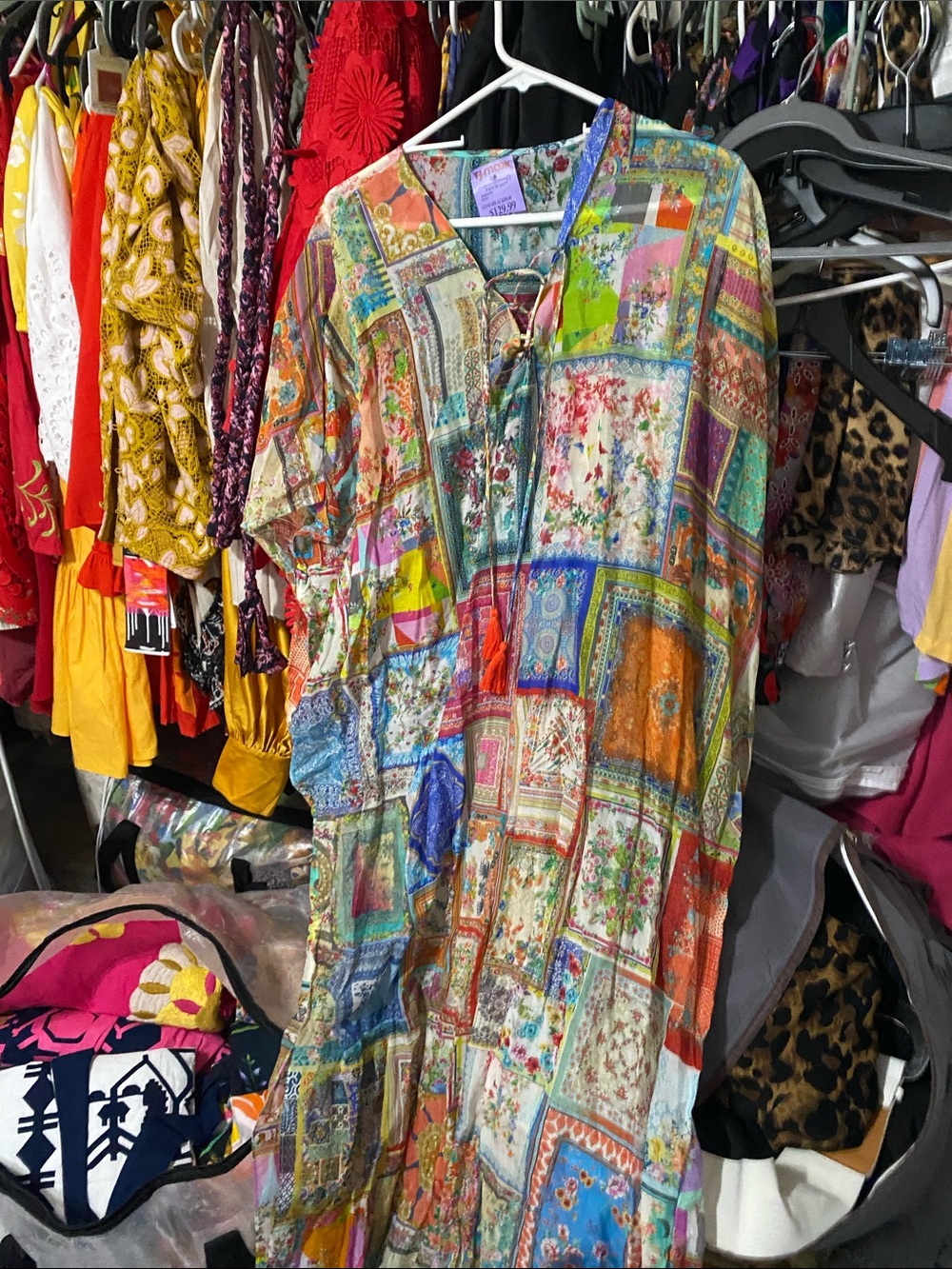 T.J.Maxx Floral Patchwork Maxi Dress in Blue, Green, Pink